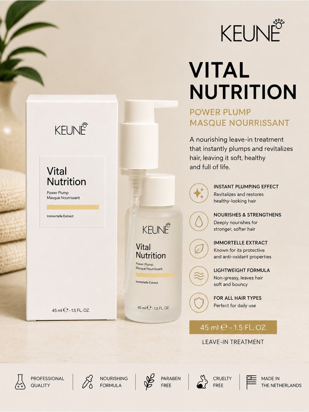 Vital Nutrition Power Plump Leave-In Treatment — White/Cream
